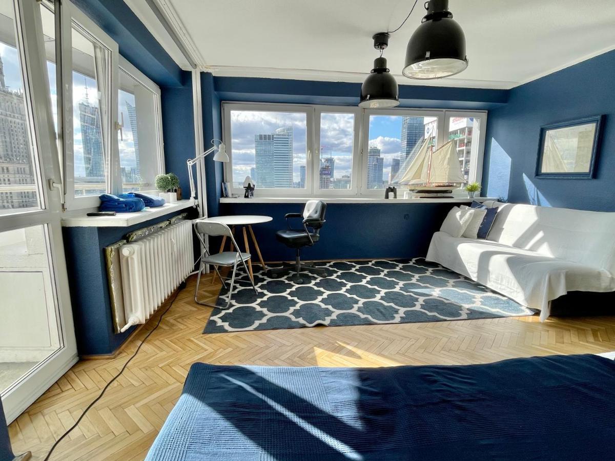 Super Apartament BLUE Ścisłe Centrum Dwie Linie Metra Netflix WiFi 300 Mbs Panorama Miasta Warschau Exterior foto