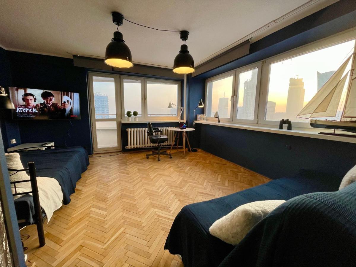 Super Apartament BLUE Ścisłe Centrum Dwie Linie Metra Netflix WiFi 300 Mbs Panorama Miasta Warschau Exterior foto
