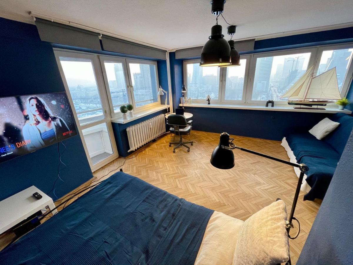 Super Apartament BLUE Ścisłe Centrum Dwie Linie Metra Netflix WiFi 300 Mbs Panorama Miasta Warschau Exterior foto